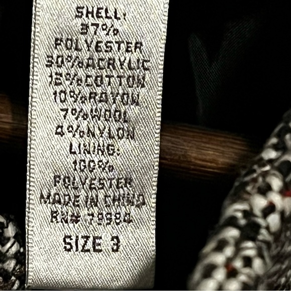 Chicos Blazer Coat Women Brn Tweed Plaid Button Band Collar Pocket Structure Sz3 - Picture 3 of 12